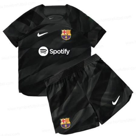 Camiseta Barcelona Goalkeeper Niños Kit de Fútbol 23/24 – Negro Replica